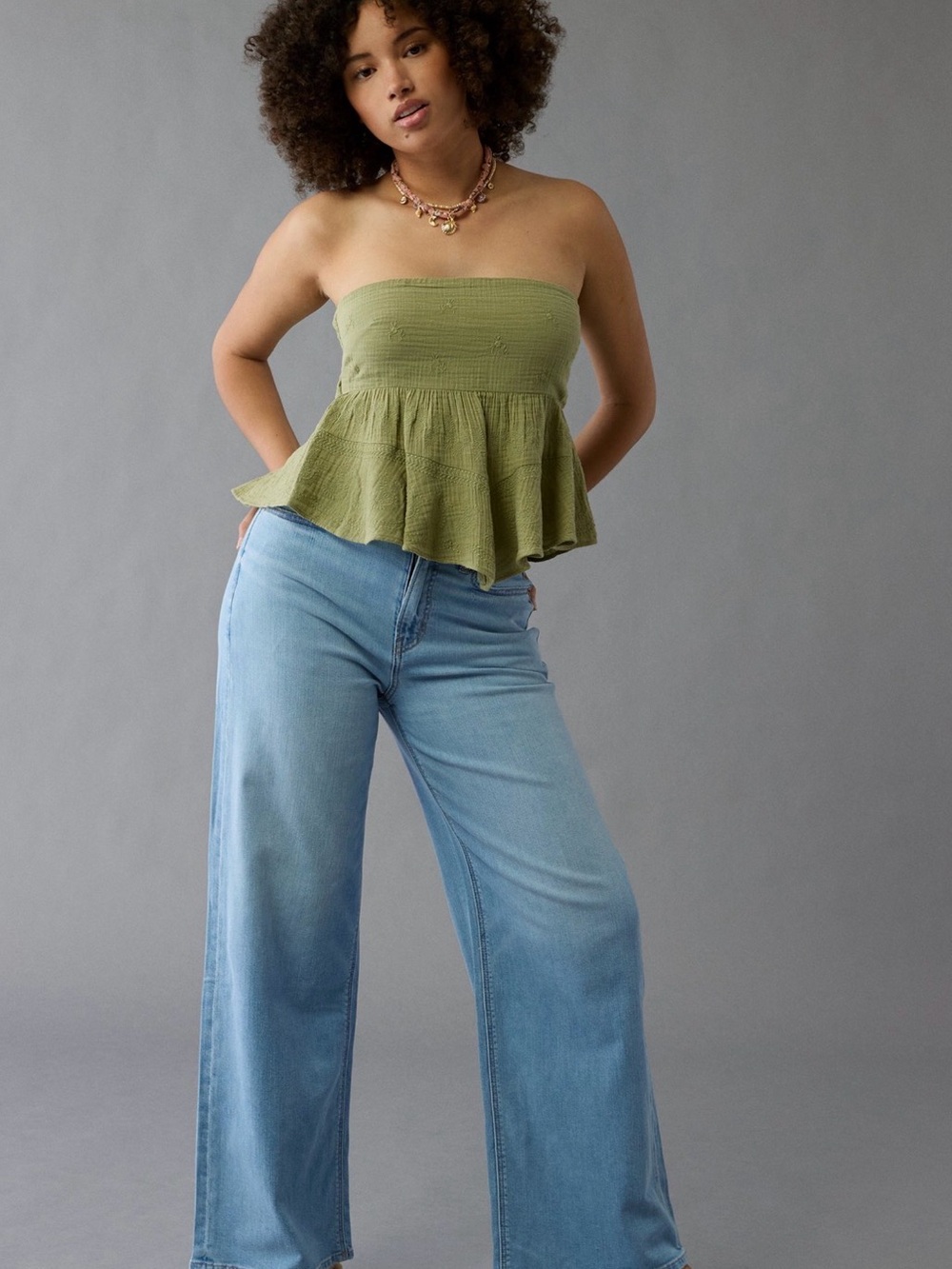 American Eagle Outfitters Light Blue Wide Leg Jeans